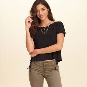 Hollister vegan suede top with braided side detail